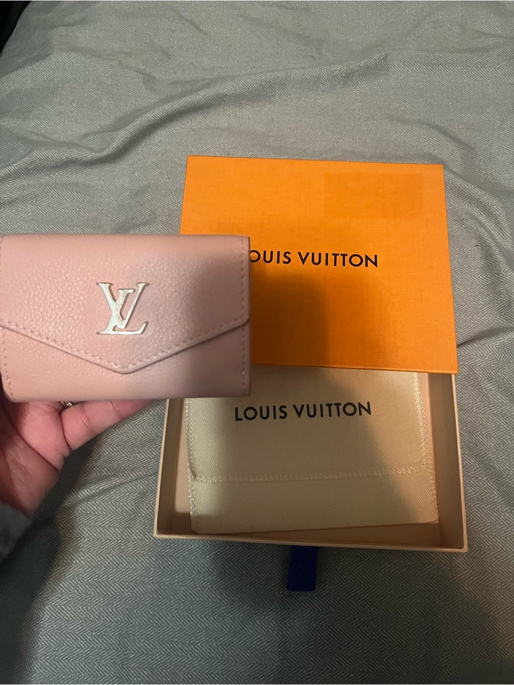 Louis Vuitton Pink Compact Wallet with Silver LV Logo with